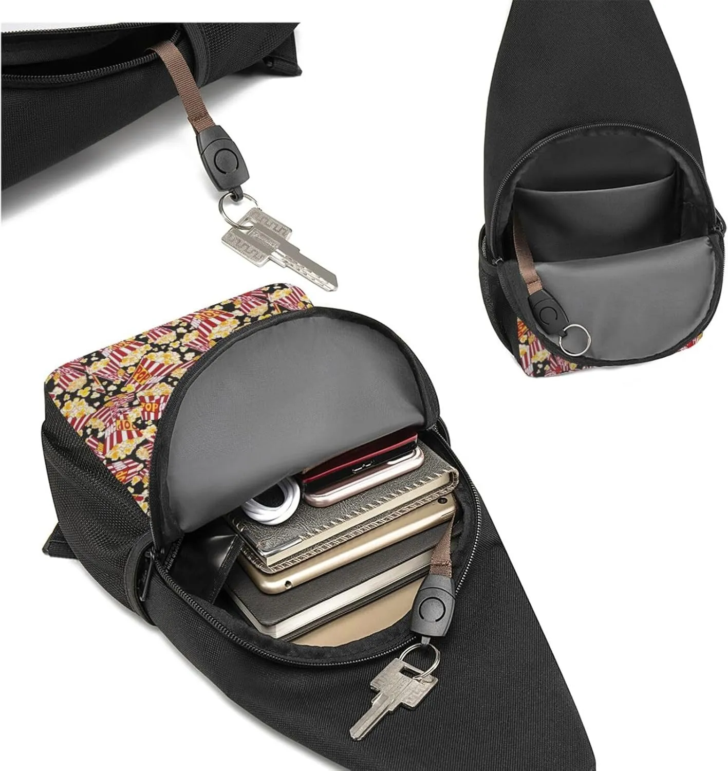 Piano Crossbody Chest Bag, Casual Backpack, Small Satchel, Multi-Functional Travel Hiking Backpacks