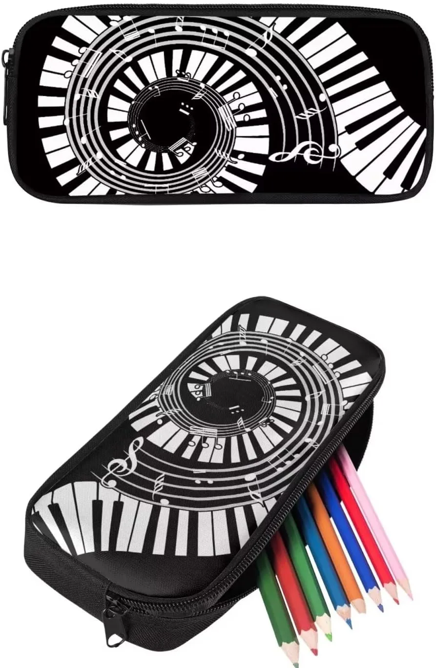 PinUp Angel Black White Musical Piano Print Cute Backpacks Sets with Pencil Bag Lunch Bag for Girls Boys, Kids Travel Backpack School Bags Bookbag Gift