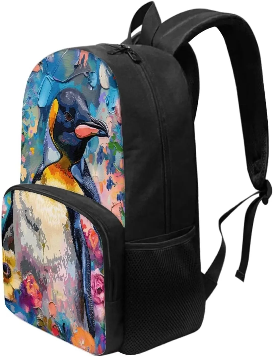 PinUp Angel Cool Emperor Penguin Print Kids Backpack for Girls Cute Art Oil Painting Animal Patterned Backpacks for Teen Boys Elementary Bookbag School Bag