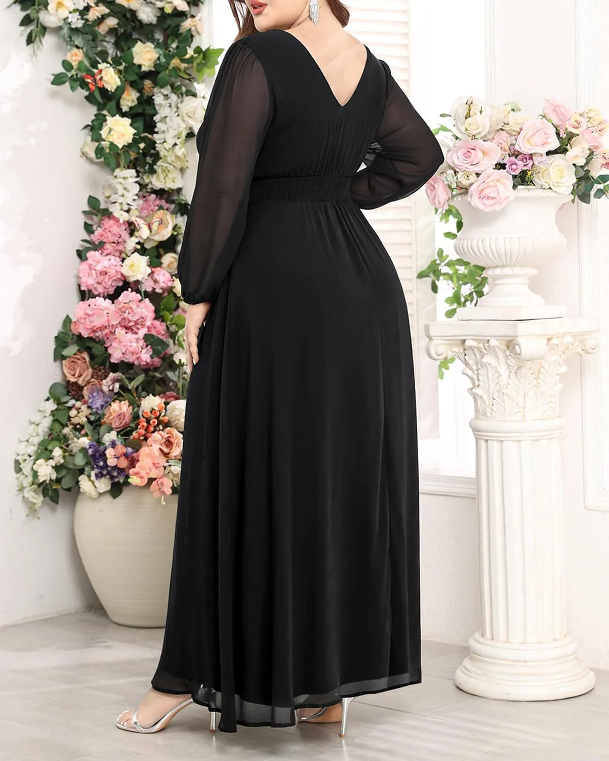 Pinup Fashion Women Bridesmaid Dresses for Wedding Guest Plus Size - Formal Chiffon Long Maxi Dress