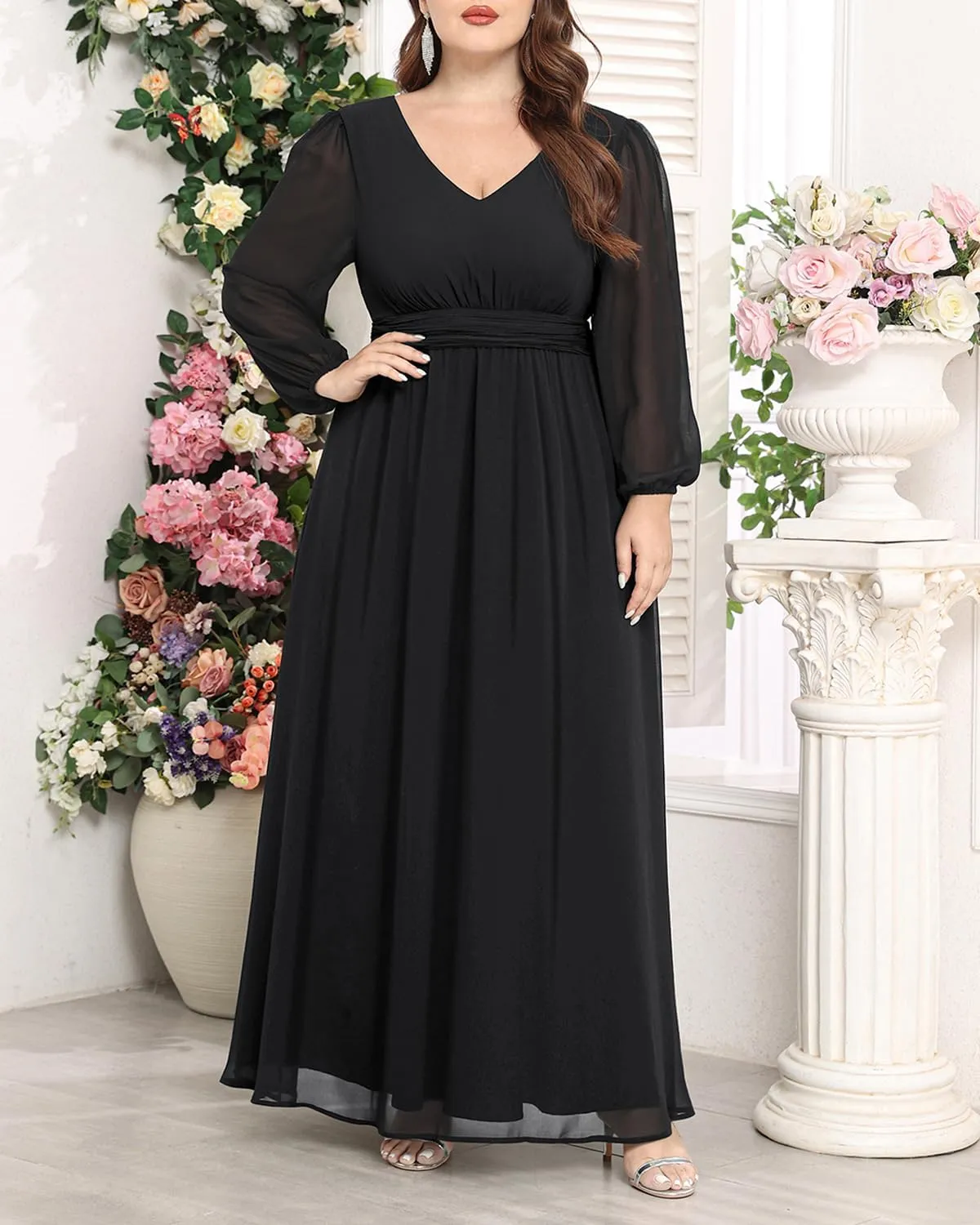 Pinup Fashion Women Bridesmaid Dresses for Wedding Guest Plus Size - Formal Chiffon Long Maxi Dress