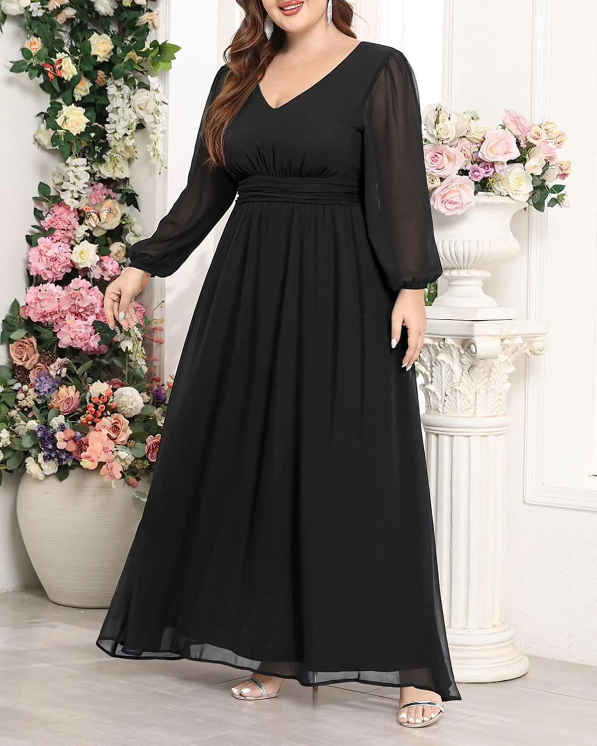 Pinup Fashion Women Bridesmaid Dresses for Wedding Guest Plus Size - Formal Chiffon Long Maxi Dress