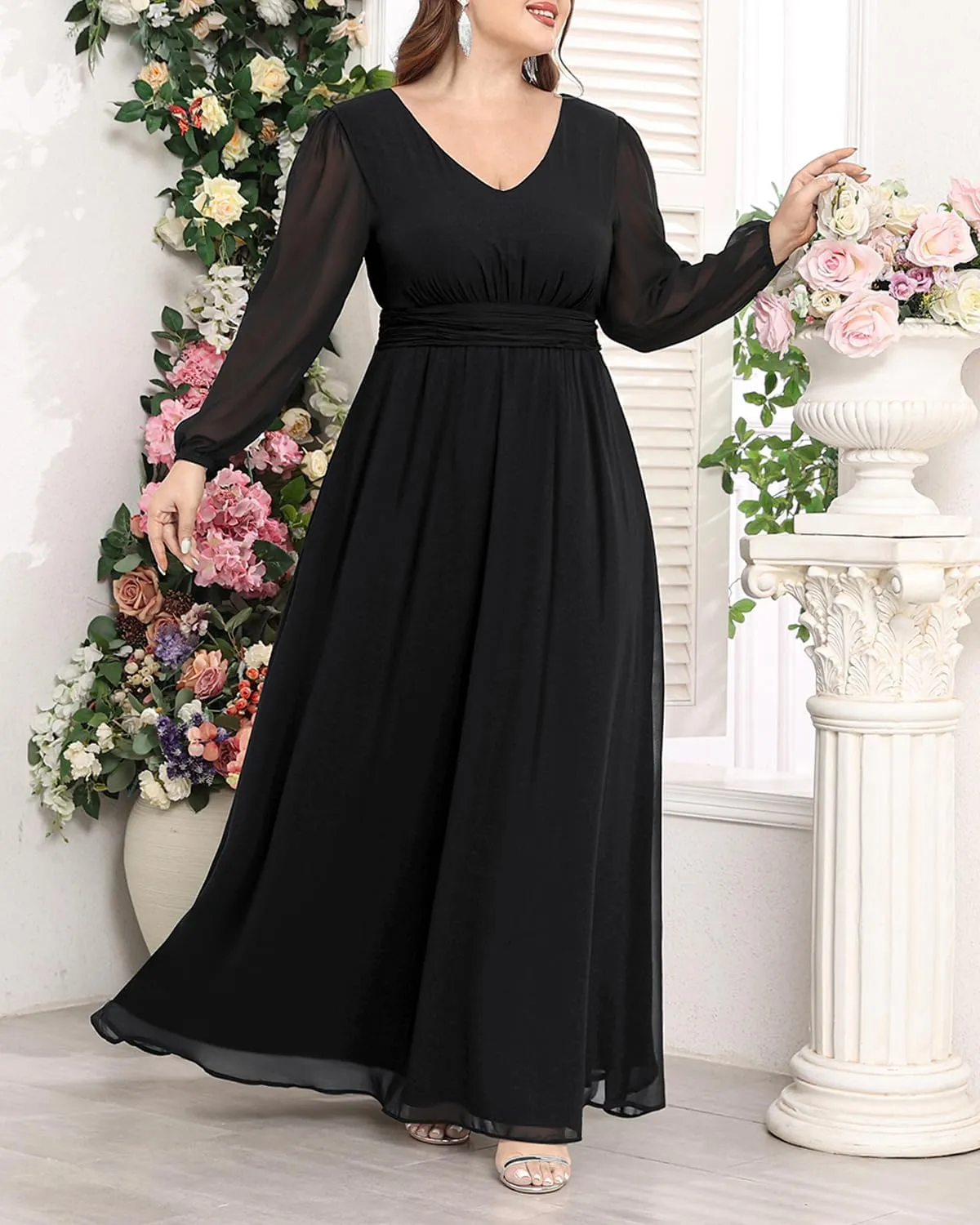 Pinup Fashion Women Bridesmaid Dresses for Wedding Guest Plus Size - Formal Chiffon Long Maxi Dress
