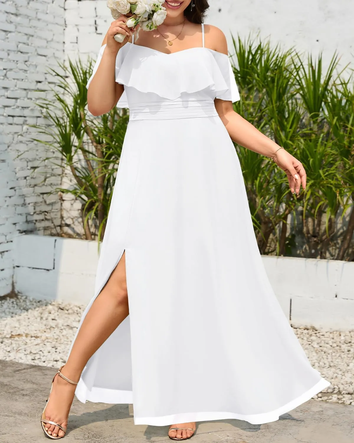 Pinup Fashion Women Plus Size Bridesmaid Dresses - Off The Shoulder Formal Wedding Guest Bridal Shower Long Dress