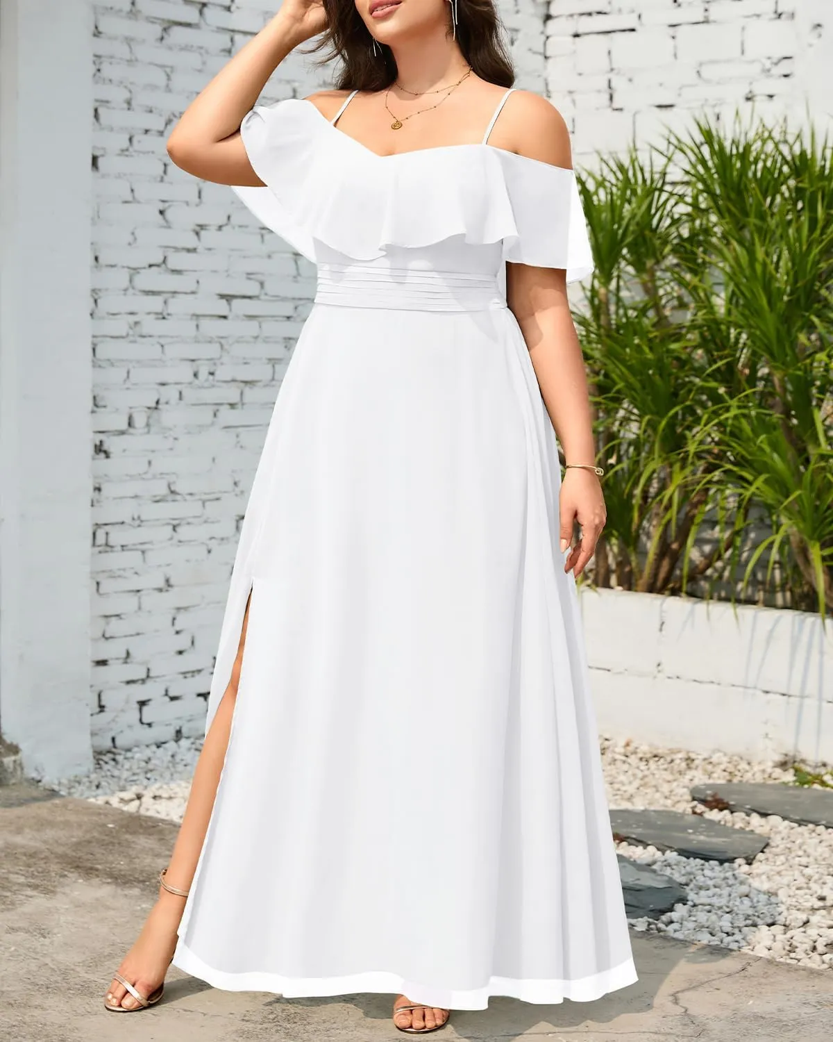 Pinup Fashion Women Plus Size Bridesmaid Dresses - Off The Shoulder Formal Wedding Guest Bridal Shower Long Dress