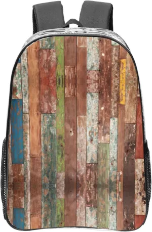 Planks Weathered Old Look Print Travel Beach Gym Multi Purpose Mesh Backpack Clear Bag 16.9 x 12.2 x 5.1in