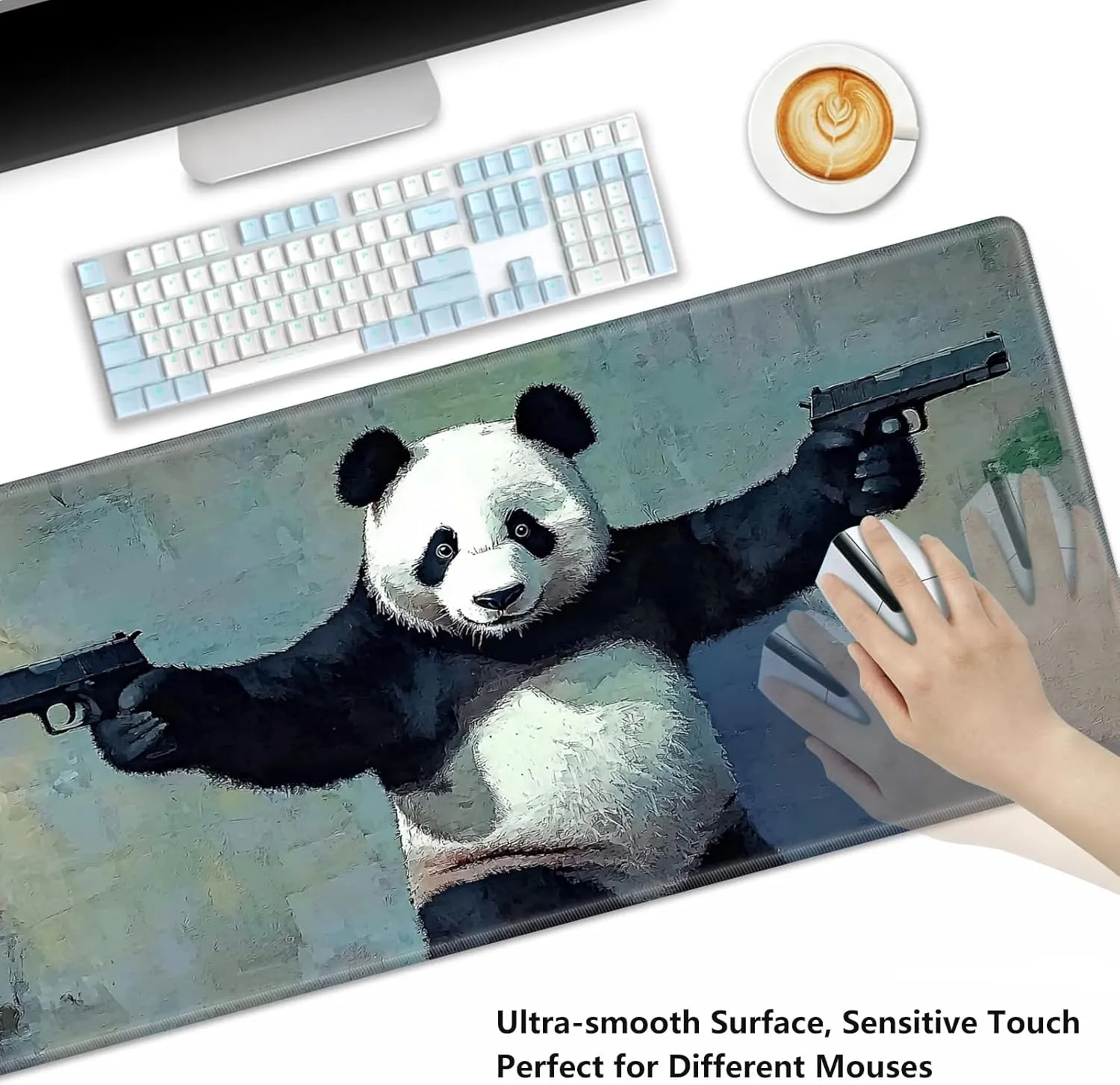Playmat for MTG,Game Mat 24 x 14 inches, Non Slip Rubber Backing TCG and Board Game Mat for Cards,Mousepad Desk Mats-Panda