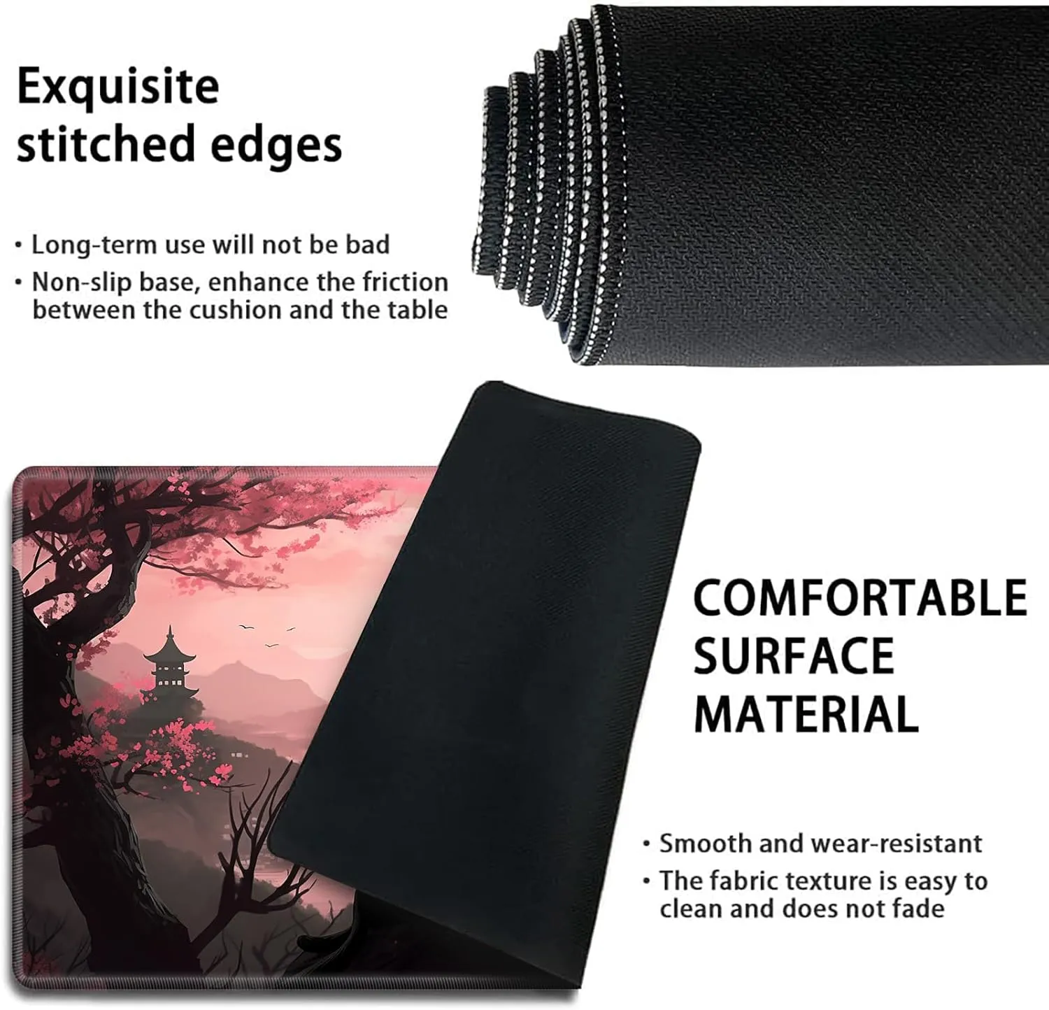 Playmat for MTG,Game Mat 27.5 x 15.74inches, Non Slip Rubber Backing TCG and Board Game Mat for Cards,Mousepad Desk Mats-Black Cat Tower