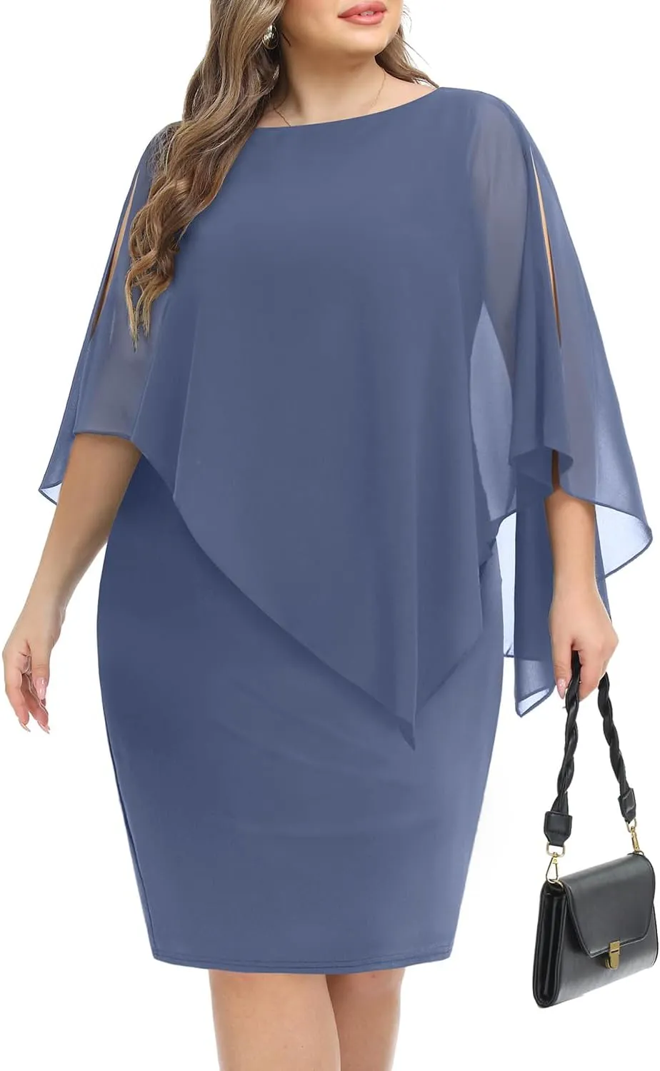 Plus Size Dresses Wedding Guest - Mother of The Bride Cocktail Semi Formal Cape Dresses