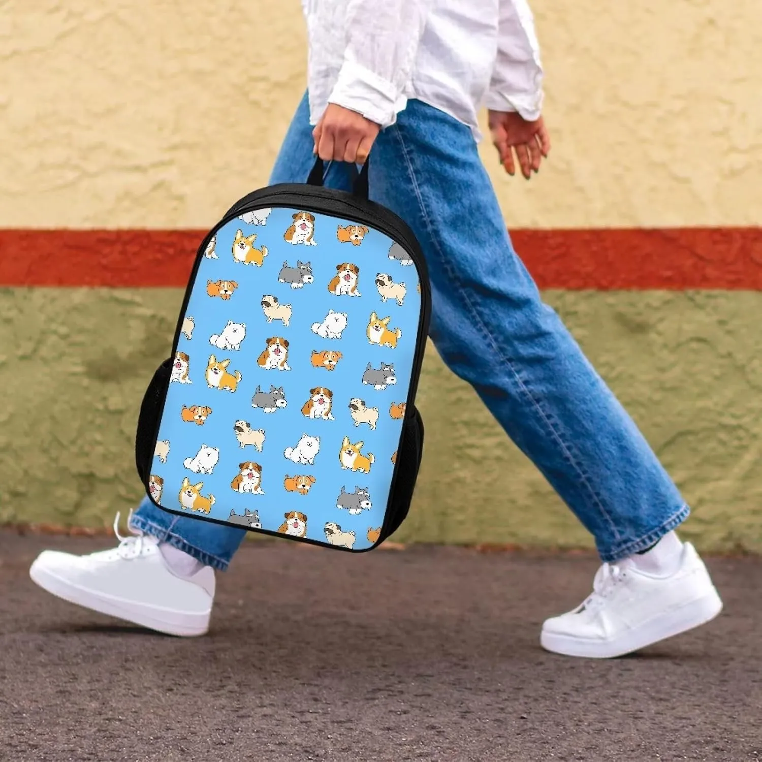POLERO Cartoon Dog Backpack for Dog Lovers Cute Kindergarten Elementary Kids Backpacks for Boys Girls 17 Inch School Bookbags