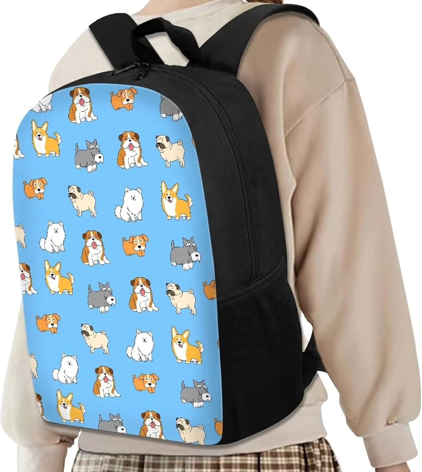 POLERO Cartoon Dog Backpack for Dog Lovers Cute Kindergarten Elementary Kids Backpacks for Boys Girls 17 Inch School Bookbags
