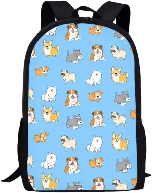 POLERO Cartoon Dog Backpack for Dog Lovers Cute Kindergarten Elementary Kids Backpacks for Boys Girls 17 Inch School Bookbags