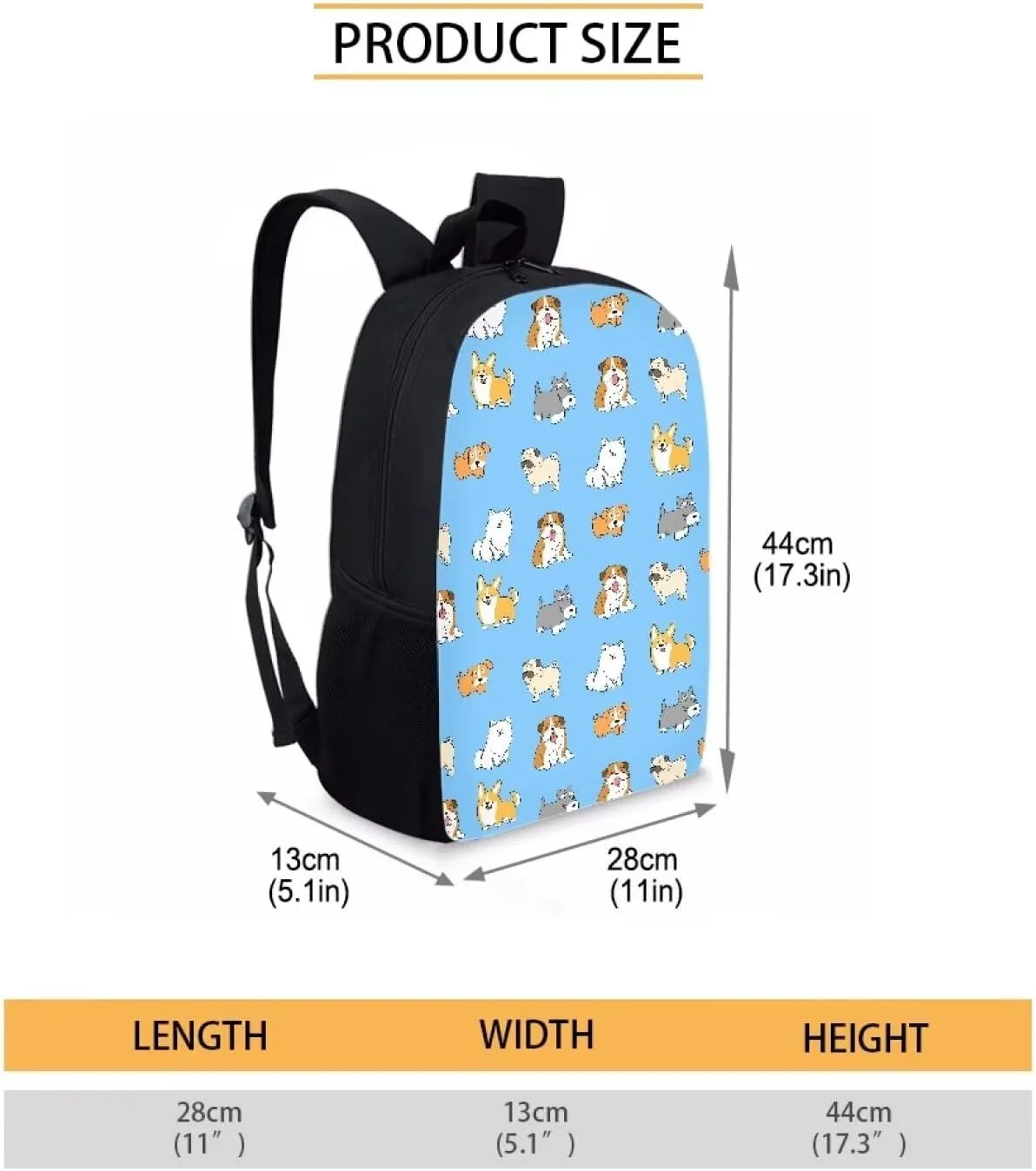 POLERO Cartoon Dog Backpack for Dog Lovers Cute Kindergarten Elementary Kids Backpacks for Boys Girls 17 Inch School Bookbags