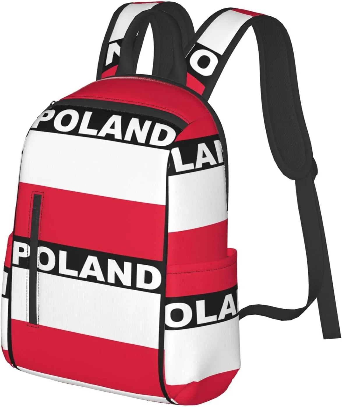 Polish Flag Poland Polska Flags Travel Backpacks Casual Laptop Backpack Sport Rucksack Large Capacity Daypack Multi-Pockets Adjustable Strap Bag for Working Hiking