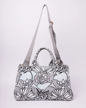 Prada Canapa Blue Floral Large Tote