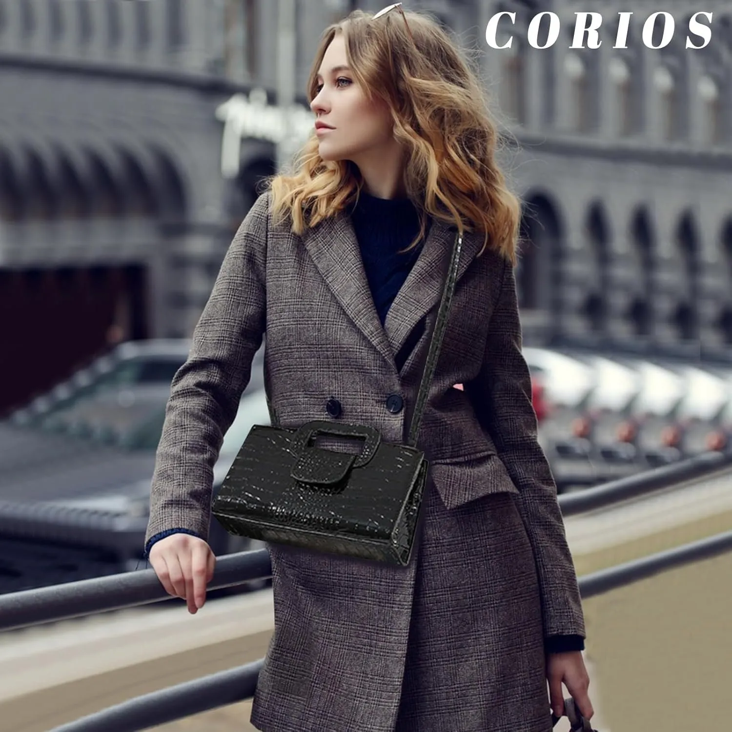 PU Leather Shoulder Crocodile Embossed Crossbody for Women Handbag Medium Capacity Messenger Vintage Flap Satchel