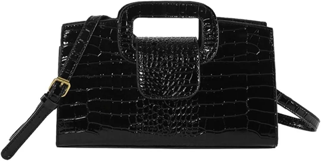 PU Leather Shoulder Crocodile Embossed Crossbody for Women Handbag Medium Capacity Messenger Vintage Flap Satchel