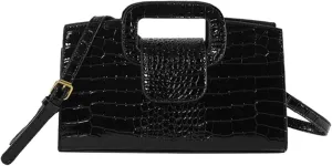 PU Leather Shoulder Crocodile Embossed Crossbody for Women Handbag Medium Capacity Messenger Vintage Flap Satchel