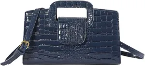 PU Leather Shoulder Crocodile Embossed Crossbody for Women Handbag Medium Capacity Messenger Vintage Flap Satchel