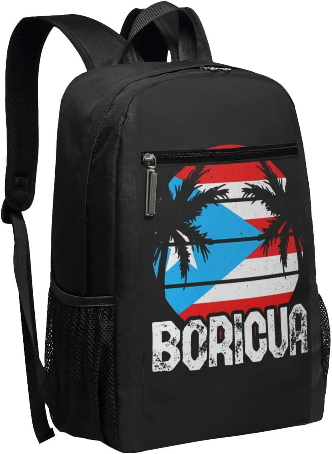 Puerto Rico Flag Proud Boricua Casual Backpacks Sports Backpack Large Capacity Travel Rucksack Laptop Daypack with Multi-Pockets Adjustable Strap Work Bag for Hiking