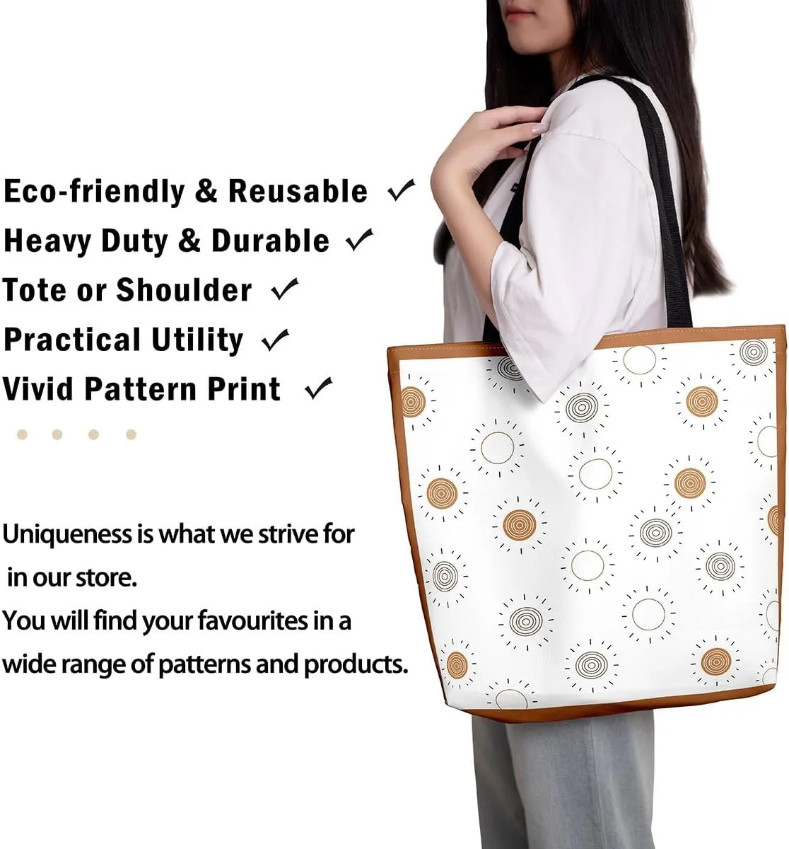 Purple Floral Theme Canvas Tote Bag for Women Girls