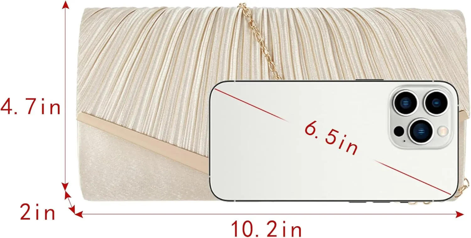 Queena Womens Shiny Glitter Evening Clutch Envelope Handbag Chain Purse for Wedding Party Prom Gift for Mom Wife Girlfriend