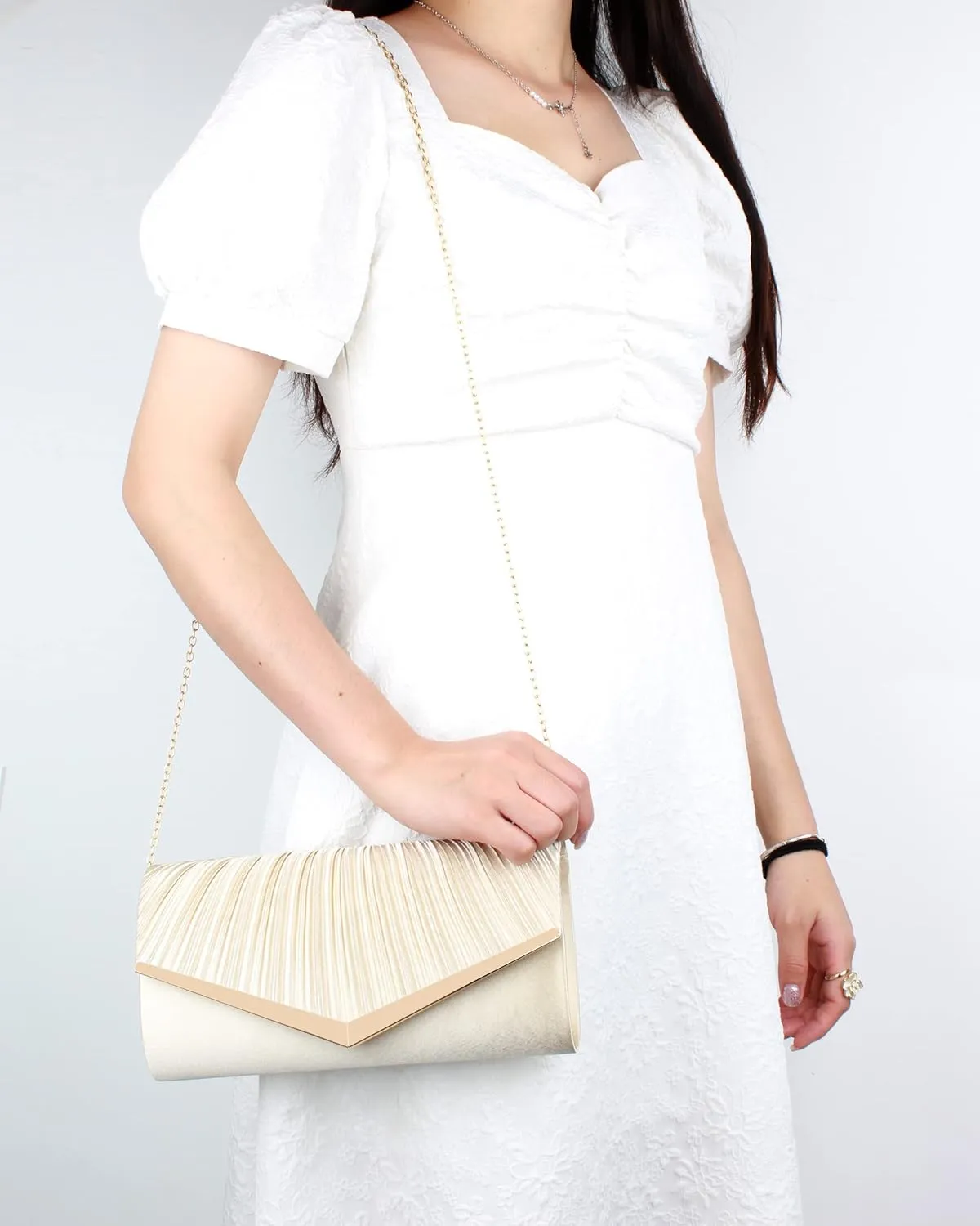 Queena Womens Shiny Glitter Evening Clutch Envelope Handbag Chain Purse for Wedding Party Prom Gift for Mom Wife Girlfriend