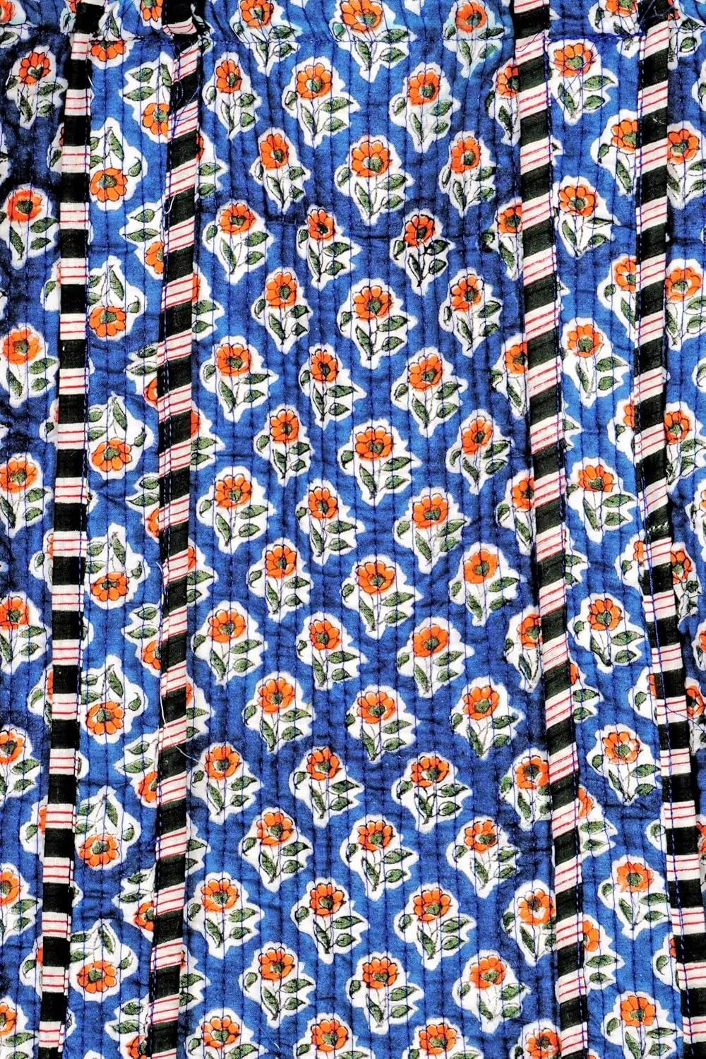 Quilted Cotton Handprinted Reversible Large multicolor Floral Tote Bag