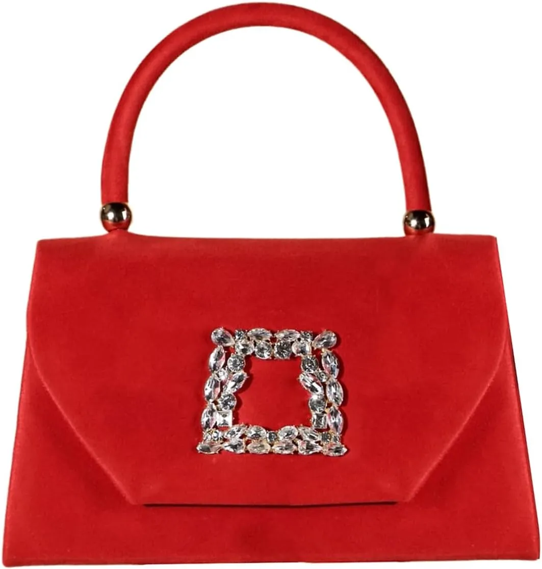 QWINEE Glitter Velvet Purse Sparkly Clutch Purse Handbag Evening Party Sparkle Mini Square Handbags