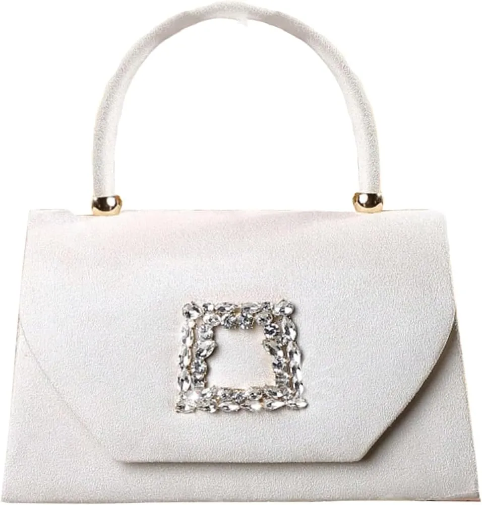 QWINEE Glitter Velvet Purse Sparkly Clutch Purse Handbag Evening Party Sparkle Mini Square Handbags