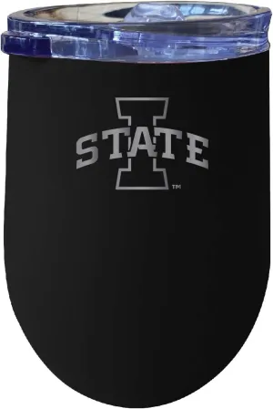 R and R Imports Iowa State Cyclones 12 oz Etched Insulated Wine Stainless Steel Tumbler Black Officially Licensed Collegiate Product