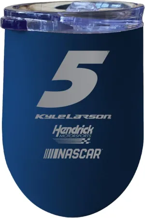 R and R Imports Kyle Larson NASCAR #5 12 oz Etched Insulated Wine Tumbler Navy 2-Pack