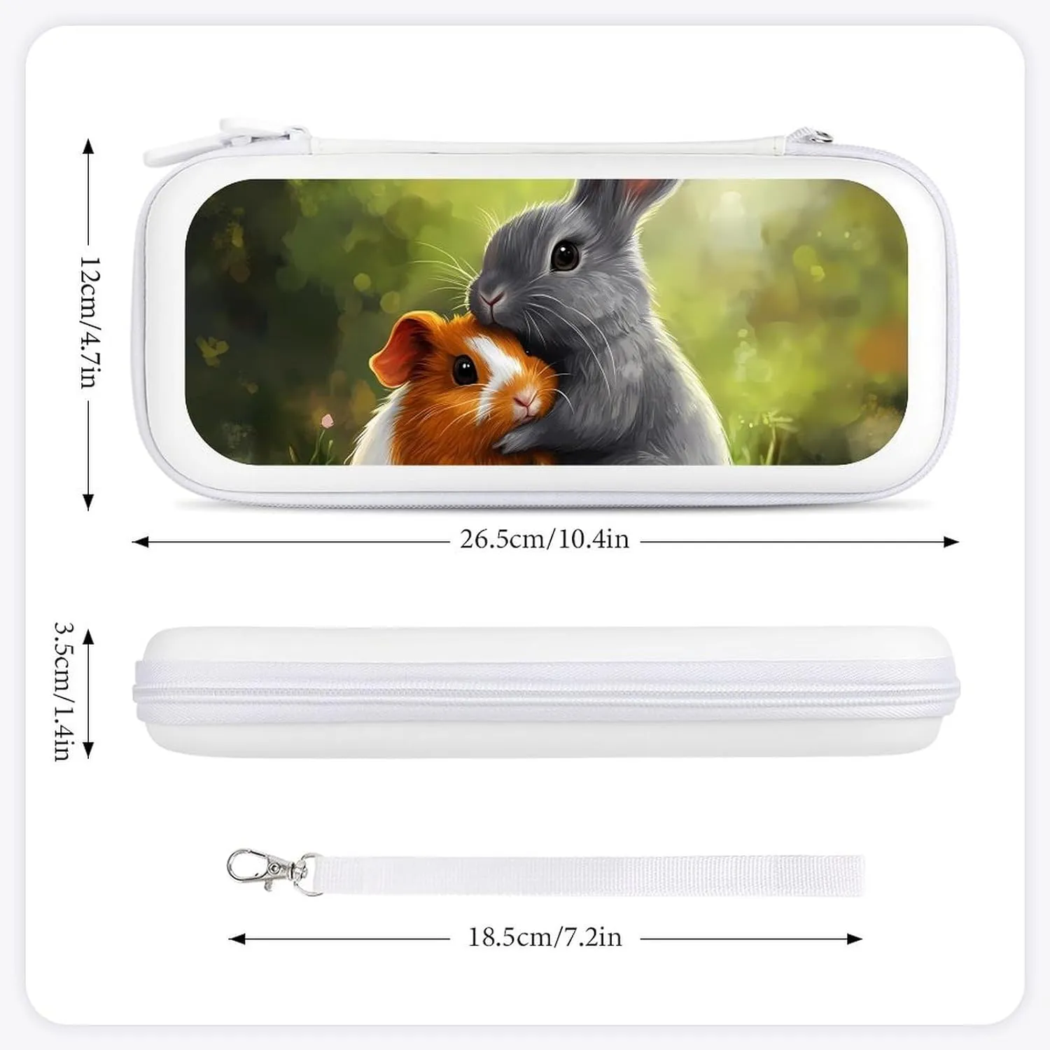 Rabbit And Guinea Pigs Compatible with Switch Carrying Case Hard Travel Game Bag Pouch with 15 Games Accessories