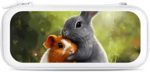 Rabbit And Guinea Pigs Compatible with Switch Carrying Case Hard Travel Game Bag Pouch with 15 Games Accessories