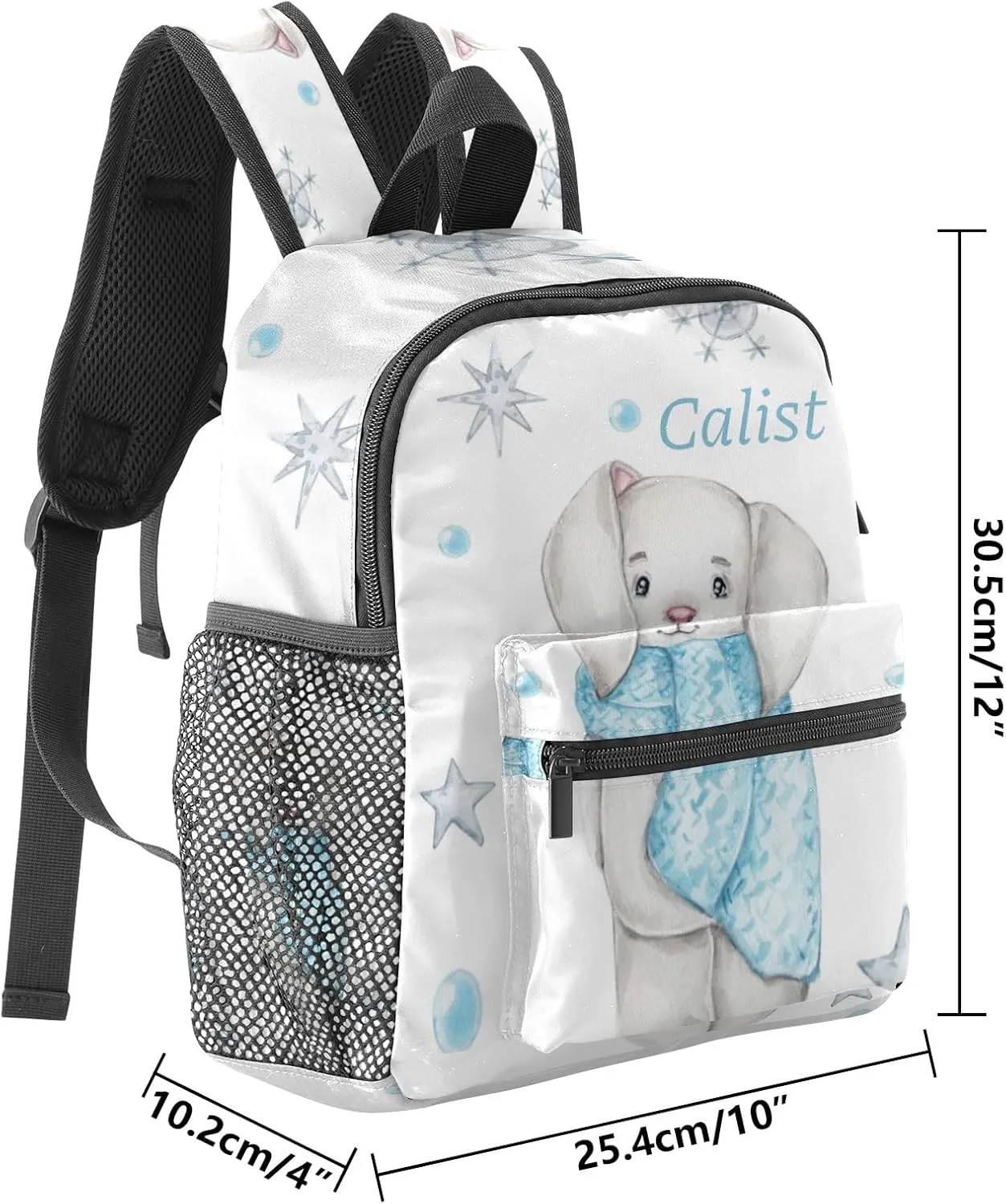 Rabbit Snowflakes Personalized Kids Toddler Backpack for Boys Girls,Custom School Kindergarten Travel Bookbag