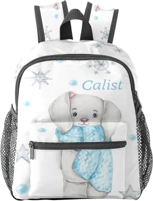 Rabbit Snowflakes Personalized Kids Toddler Backpack for Boys Girls,Custom School Kindergarten Travel Bookbag