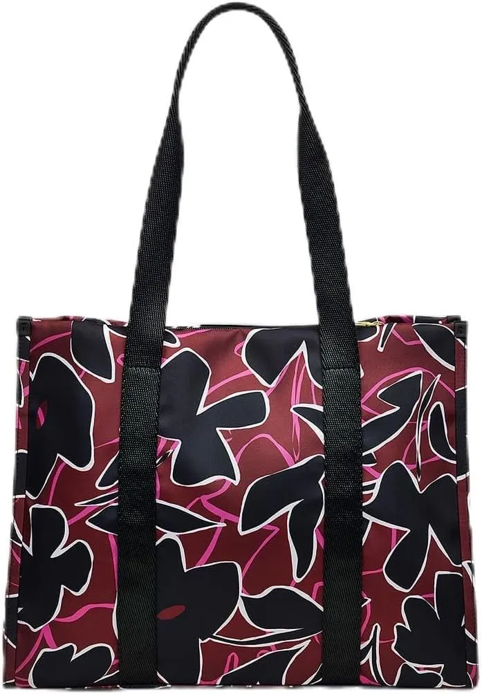 RADLEY London Canford Gardens Floral Responsible Women’s Large Recycled Fabric Open Top Tote Bag, Merlot