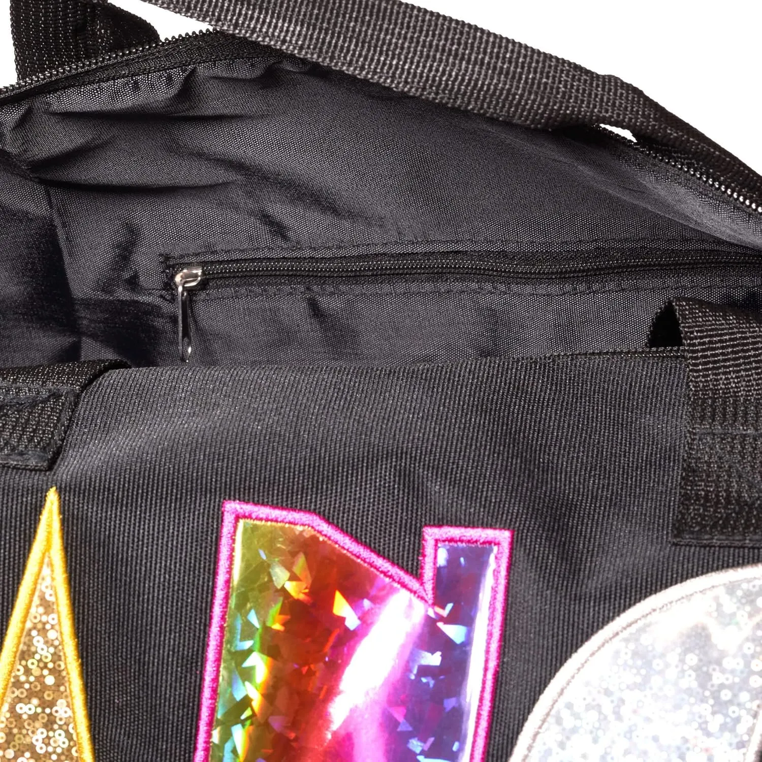 Rainbow Shimmer Dance Duffle Bag for Girls, Kids Travel Bag with Adjustable Carry on and Handy Pouch, Dance Accessories for Girls, Teens - 18 L