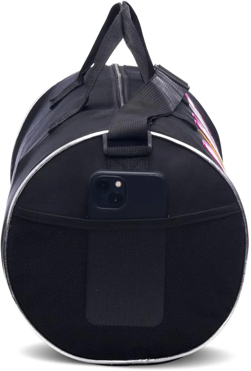 Rainbow Shimmer Dance Duffle Bag for Girls, Kids Travel Bag with Adjustable Carry on and Handy Pouch, Dance Accessories for Girls, Teens - 18 L