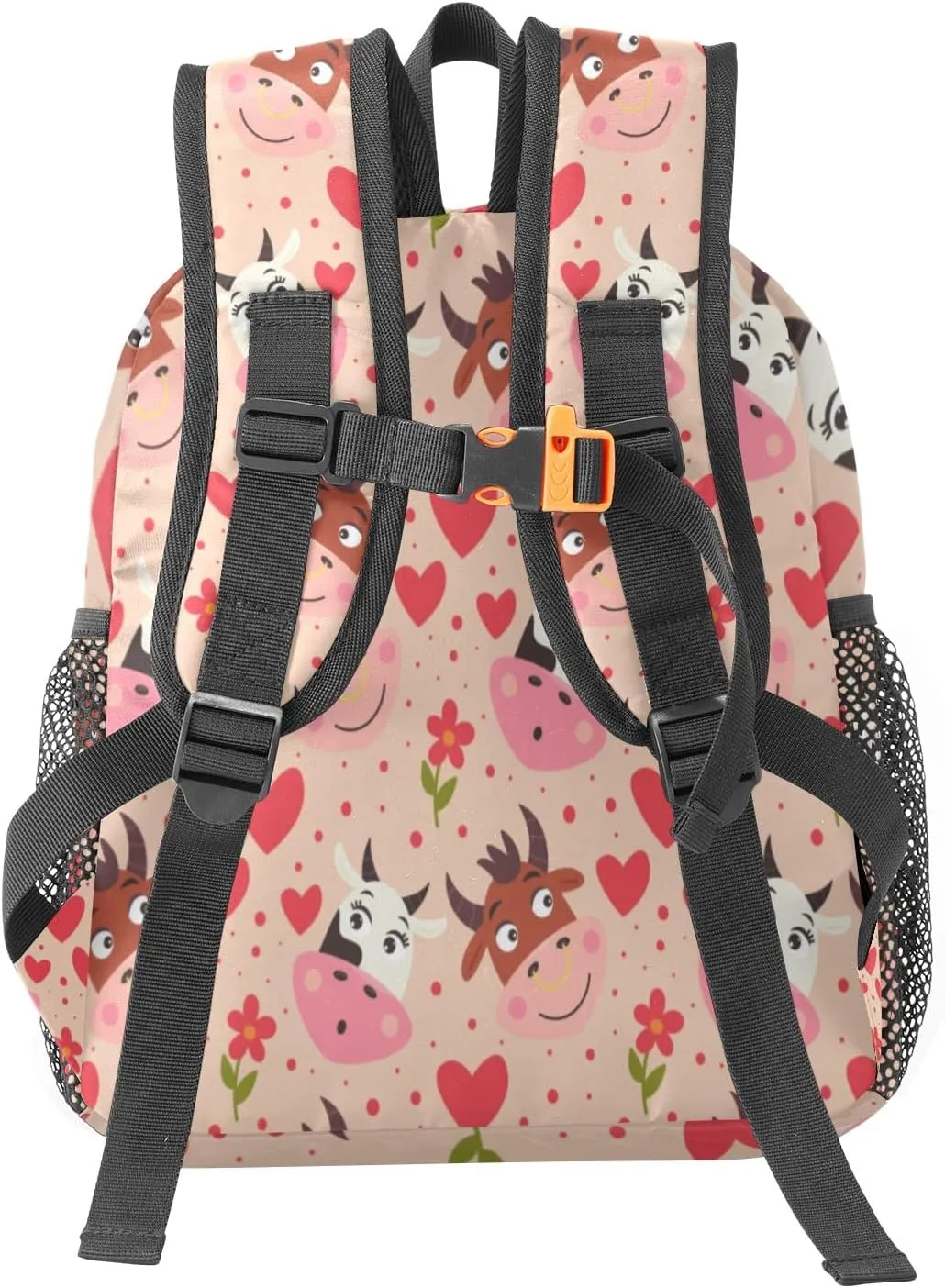 Red Hearts Cow Personalized Kids Toddler Backpack for Boys Girls,Custom School Kindergarten Travel Bookbag