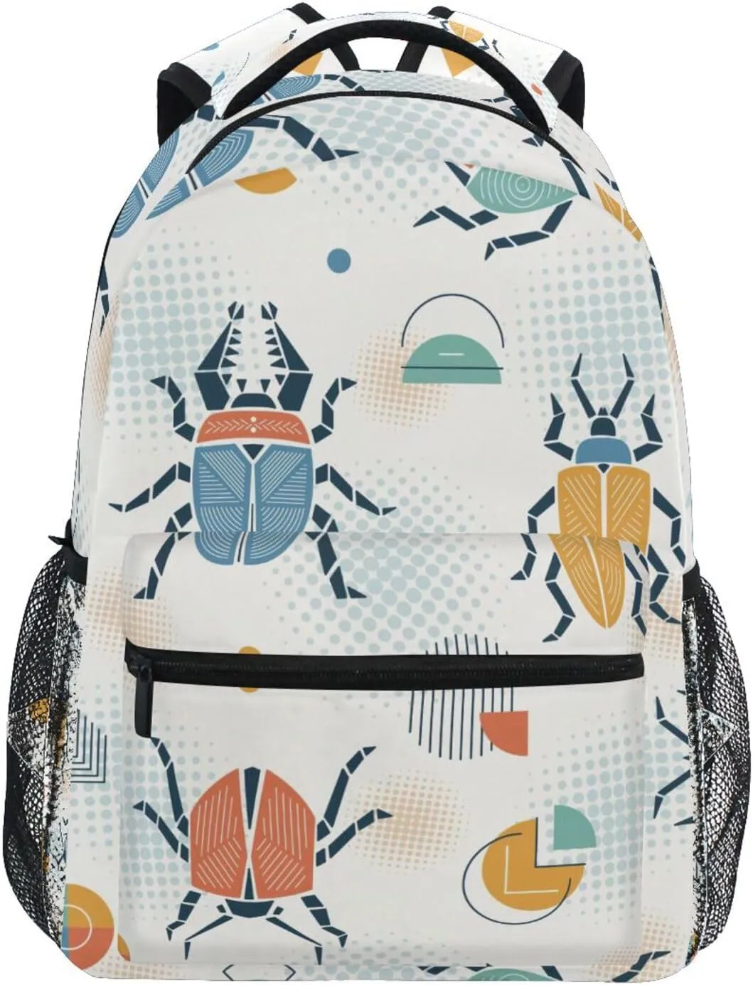 Retro Colorful Beetles Abstract Boys Girls Kids School Backpacks Bookbag, School Bag Travel Backpack Daypack