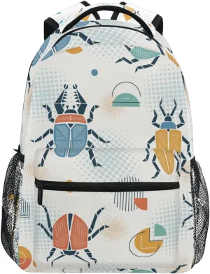 Retro Colorful Beetles Abstract Boys Girls Kids School Backpacks Bookbag, School Bag Travel Backpack Daypack