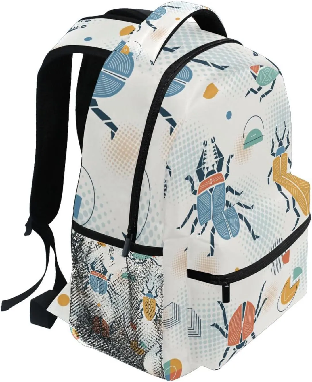 Retro Colorful Beetles Abstract Boys Girls Kids School Backpacks Bookbag, School Bag Travel Backpack Daypack