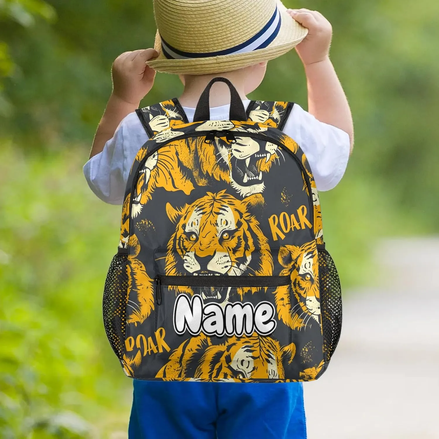 Roaring Tigers Personalized Backpack Bag with Name Lightweight Custom Shoulder Bags Waterproof Casual Backpacks Travel Laptop Bag for Work Picnic 12in