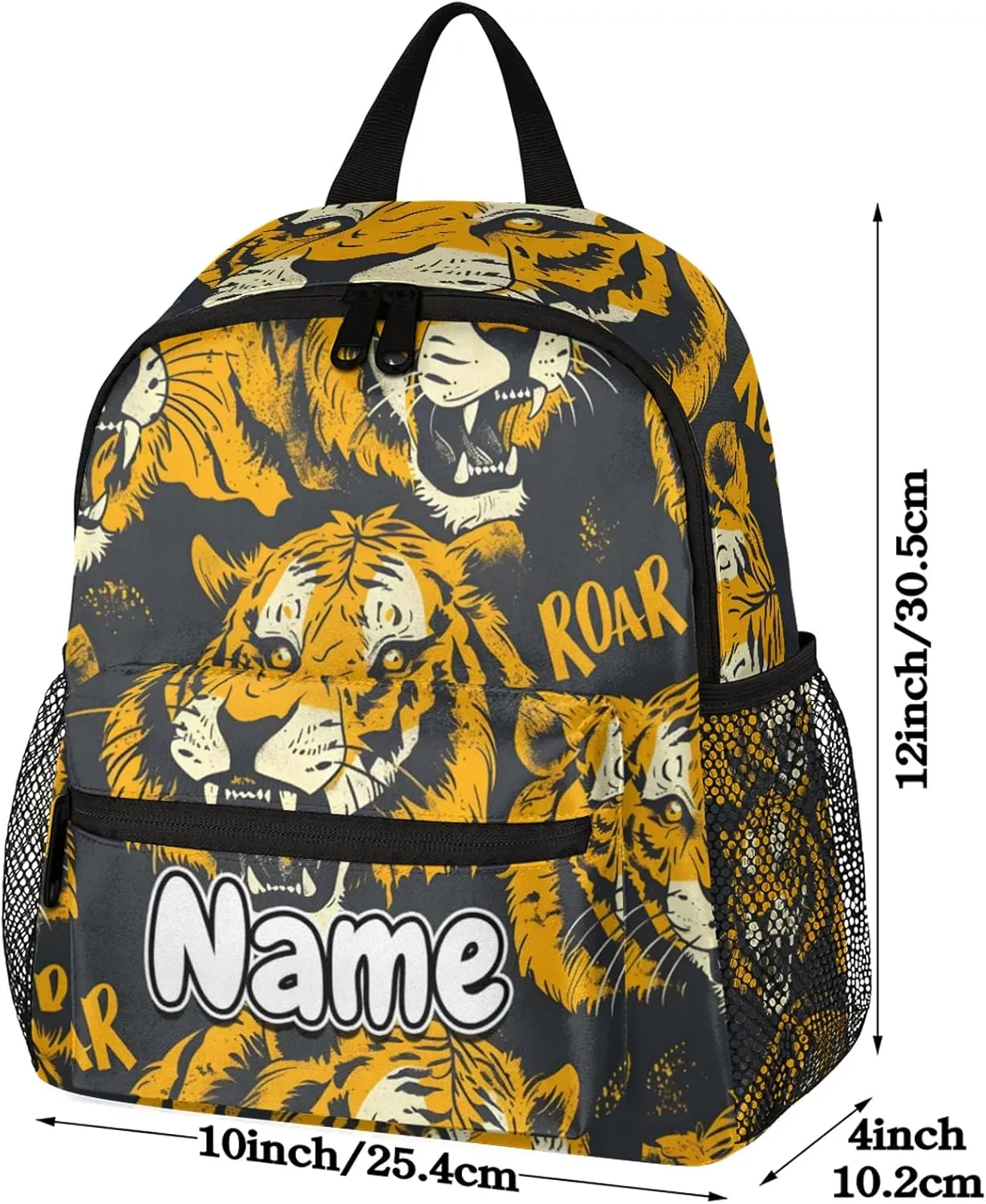 Roaring Tigers Personalized Backpack Bag with Name Lightweight Custom Shoulder Bags Waterproof Casual Backpacks Travel Laptop Bag for Work Picnic 12in