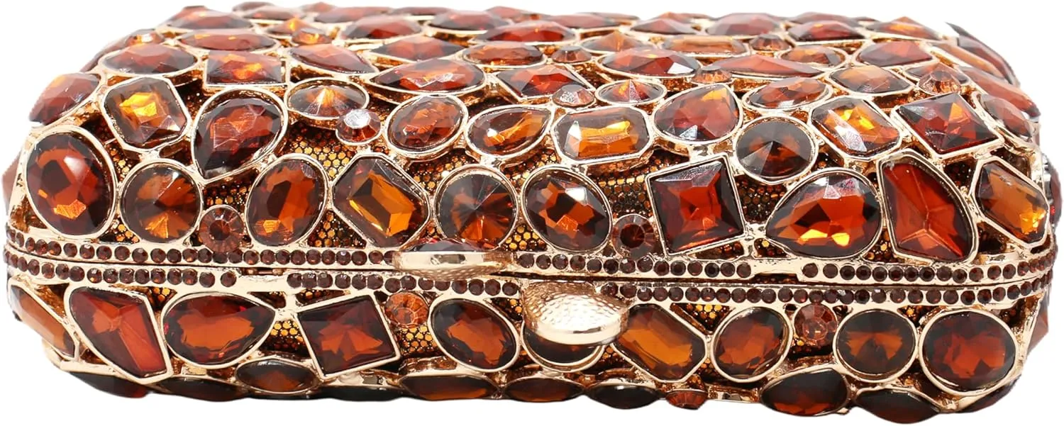 RomanticDesign Glitter Rhinestone Evening Clutch for Women Bling Glass Crystal Bridal Purse Cocktail Prom Party Handbag