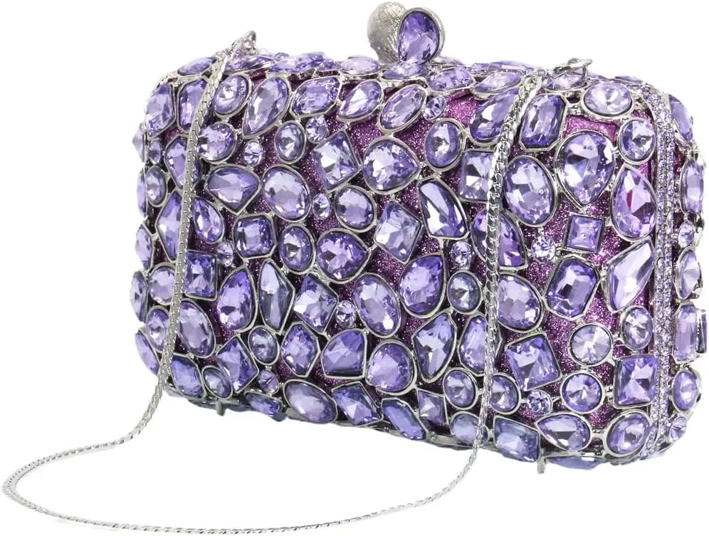 RomanticDesign Glitter Rhinestone Evening Clutch for Women Bling Glass Crystal Bridal Purse Cocktail Prom Party Handbag