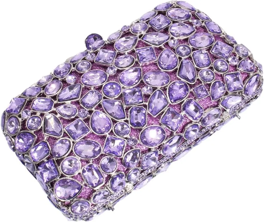 RomanticDesign Glitter Rhinestone Evening Clutch for Women Bling Glass Crystal Bridal Purse Cocktail Prom Party Handbag