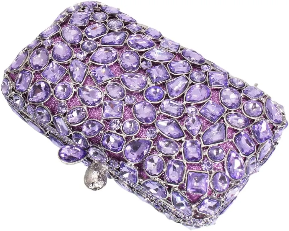 RomanticDesign Glitter Rhinestone Evening Clutch for Women Bling Glass Crystal Bridal Purse Cocktail Prom Party Handbag