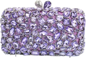 RomanticDesign Glitter Rhinestone Evening Clutch for Women Bling Glass Crystal Bridal Purse Cocktail Prom Party Handbag